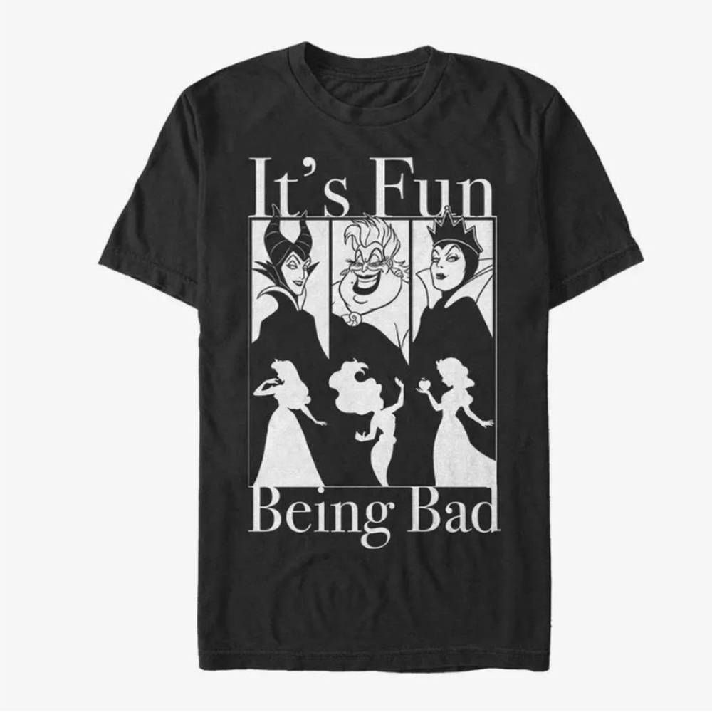 Disney Villain tshirt NWOT Women large black white Villain princess good bad